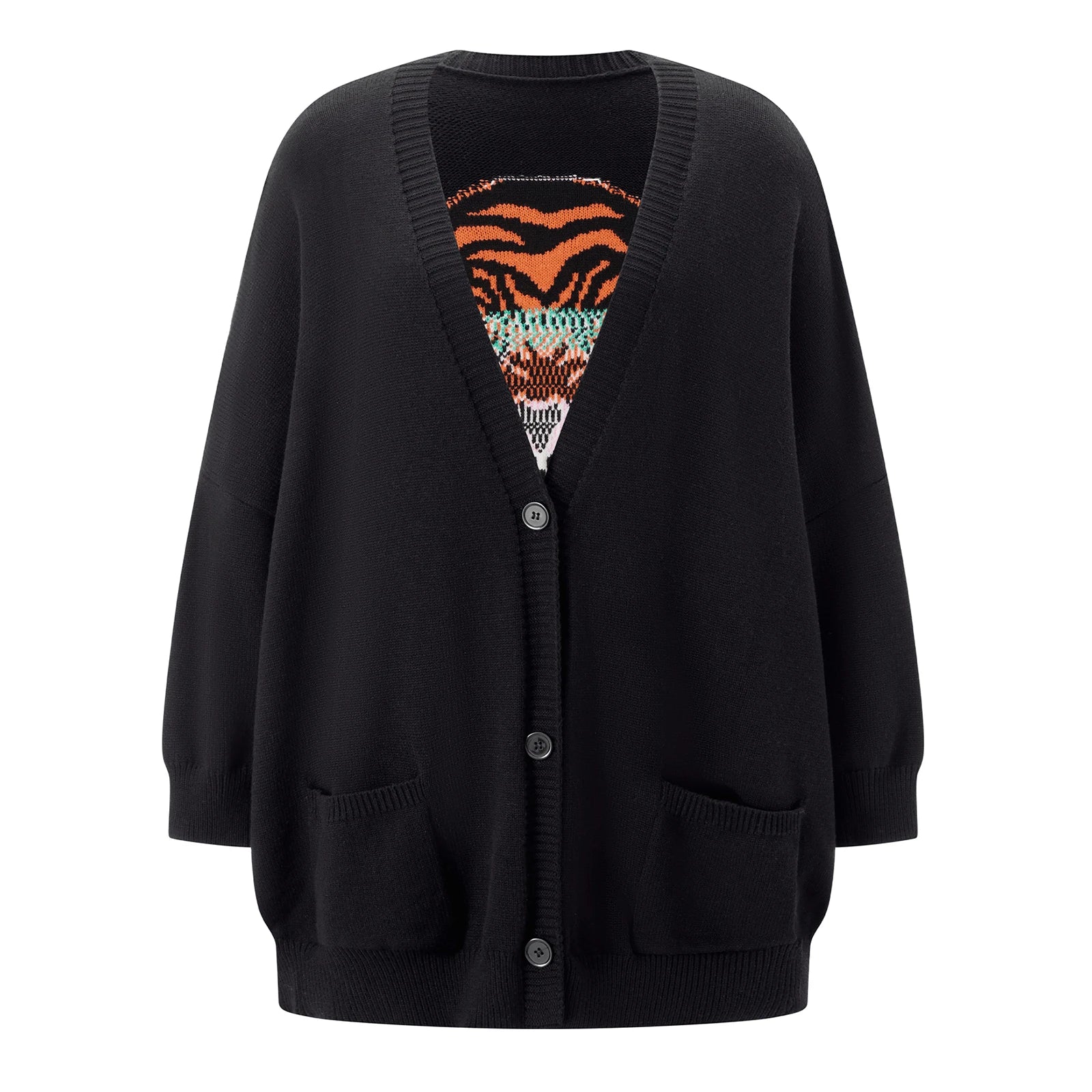 Combhasaki Women's Y2K Vintage Sweater Cardigan Tops Long Sleeve Button Up Deep V-Neck Plaid/Yin Yang Print Loose Knitwear Coats