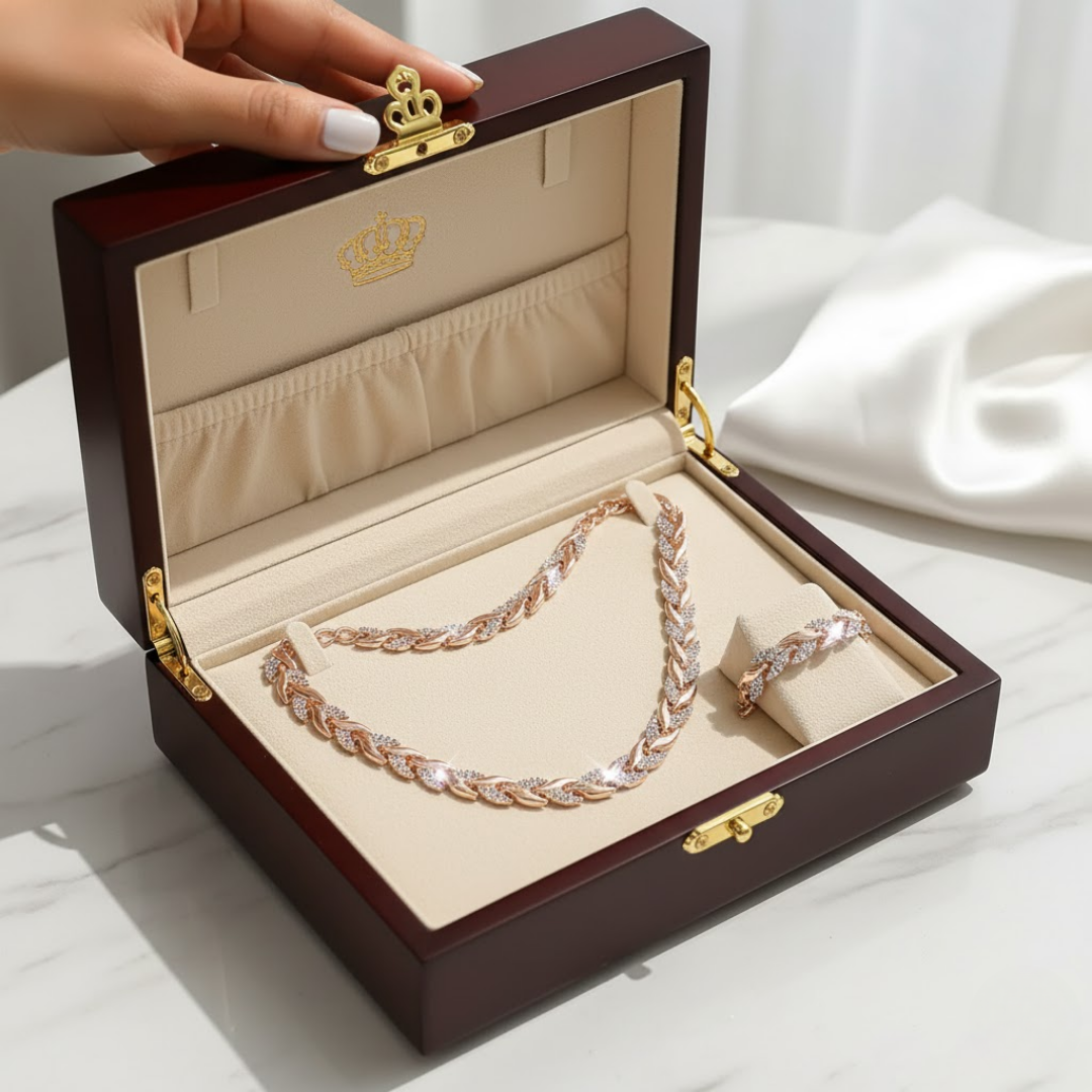 Timeless Leaf-Link Necklace & Bracelet Set