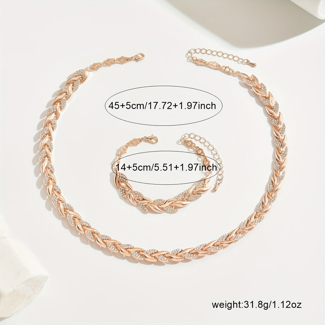 Timeless Leaf-Link Necklace & Bracelet Set
