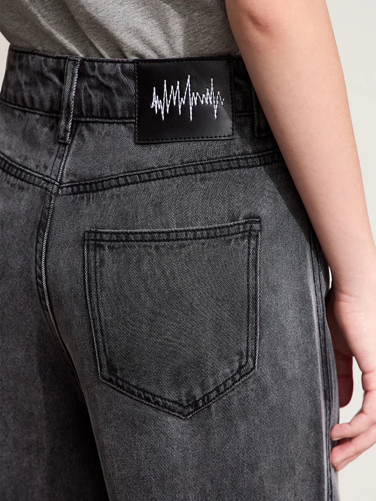 Amii Minimalism 2024 Women Baggy Jeans Summer New High Waist Wide Leg Straight Jeans Embroidery Trousers Retro Pants 12422138