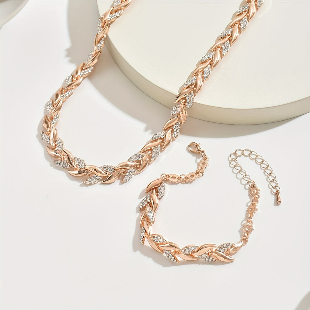 Timeless Leaf-Link Necklace & Bracelet Set